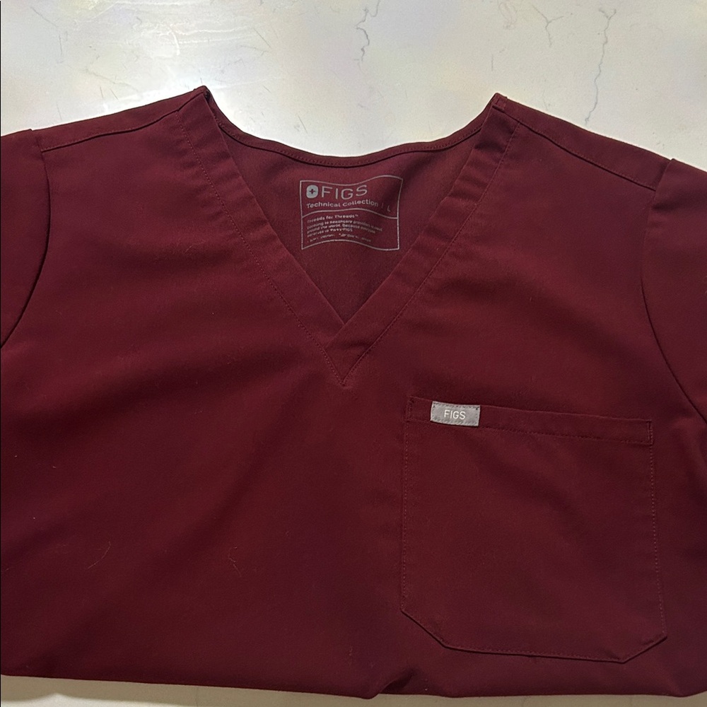 Figs Burgundy Technical Collection Top